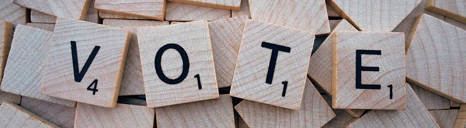 Image by Wokandapix from Pixabay of scrabble pieces spelling "vote"